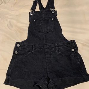 Black overall shorts
